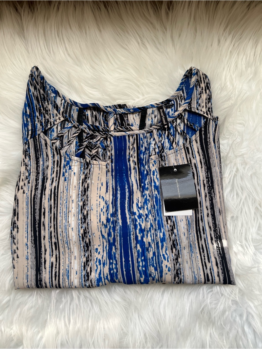 Kohl's Blue Black Cream Striped Women's Blouse